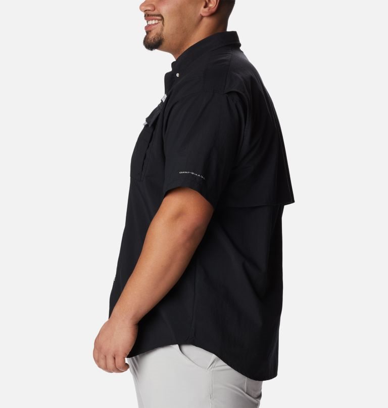 Men's Columbia PFG Bahama II Short Sleeve Shirts Black | Plus Size CA-T56CA